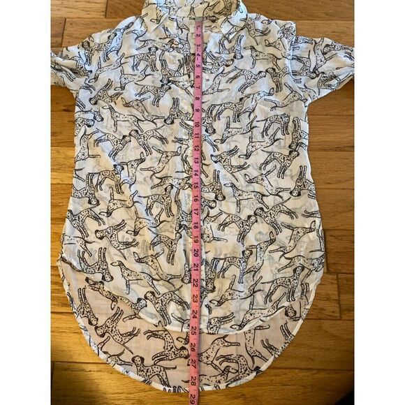 A New Day women's sheer dog patterned high low collared button front blouse sz S - Picture 6 of 8